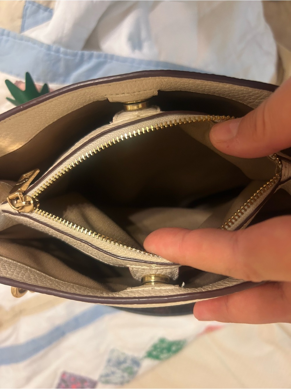Coach Cammie Pebbled Leather Colorblock Chain Shoulder Bag Ivory Blush CA430 - Picture 12 of 14